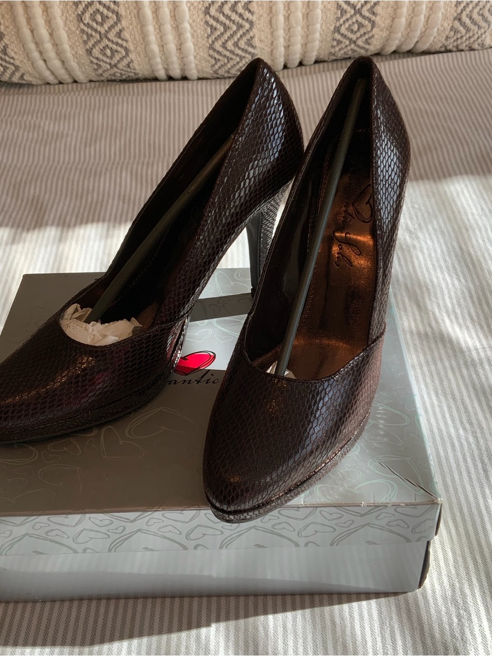 Classic Women's Brown Snakeskin-Texture High Heels